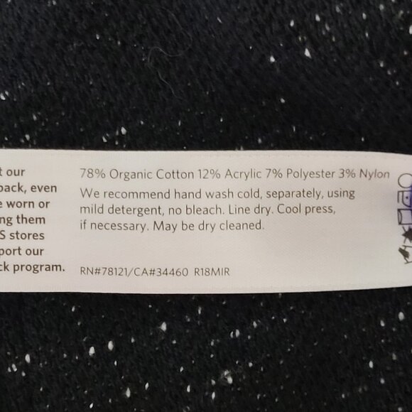 Eileen Fisher Tweedy Blazer Women M Black Fleck Notch Collar Organic Cotton Knit - Picture 6 of 6